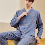 Men's Long Sleeve Woven Brushed Cotton Pajama Set