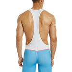 Men’s Spliced Color Wrestling Singlet Bodysuit
