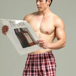2 Pack Men's Cotton Plaid Boxers with Side Opening and Relaxed Elastic Waistband