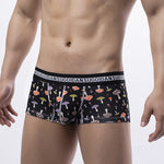 3 Pack Men's Floral Print U-Pouch Slim-Fit Breathable Cotton Trunks