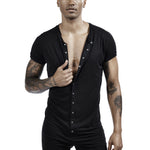 Men’s Button-Front One-Piece Romper – Soft, Stretchy & Comfortable Fit
