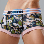 Men's Stylish Printed Trunks with Paisley and Camouflage Design
