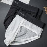 2 Pack Men's Ice Silk Semi-Transparent Mesh U-Convex Pouch Breathable Sexy Sport Briefs