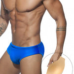 Men's Seamless Comfort Solid Color Shiny Swim Briefs