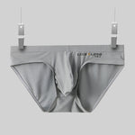 2 Pack Men's Ice Silk Mesh Support Pouch Low-Rise Form-Fitting Solid Color Bikini