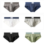 4 Pack Men's Striped Design Soft-Touch Cotton Fabric Breathable Briefs