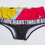 Men's Quick-Dry Low-Rise Alphabet Print Swim Briefs