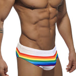 Men's Colorful Striped Stretch Fit Comfy Waistband Swim Briefs