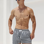 Men's Stripe Drawstring Swim Board Shorts