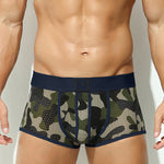 2 Pack Men's Sexy Mesh Camouflage Quick-Dry Large Pouch Low-Rise Trunks