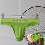 2 Pack Men's Ribbed Low-Rise Support Thongs with U-Shape Pouch