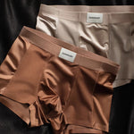 3 Pack Men's Cooling Satin-Mesh Seamless Ice Silk Antibacterial Trunks