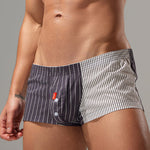 2 Pack Men's Fashionable Cotton Lounge Shorts with Stripe Patchwork