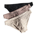 3 Pack Men's Solid Color Minimalist Style Breathable Cotton Briefs