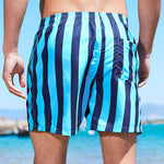 Men's Spliced Striped Drawstring Waist Board Shorts
