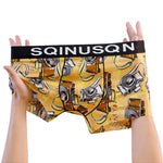 4 Pack Men's Breathable Printed Comfy Waistband Stretch Trunks