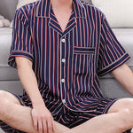 Men's Striped Satin Cool Pajamas Set