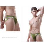 3 Pack Men's Mid-Rise Cotton Striped Briefs