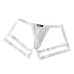 2 Pack Men's Low-Rise Sexy Thong with U-Pouch and Fixed Thigh Straps