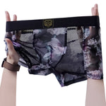 3 Pack Men's Floral Print Antibacterial & High-Stretch Mesh Breathable Trunks