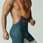 Men's Stretch Fit Gym & Running Anti-Odor Seamless Wrestling Singlet Bodysuit