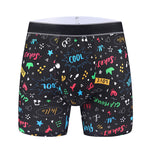 4 Pack Men's Graffiti Cartoon Print Skin-Friendly Mid-Rise Boxer Briefs