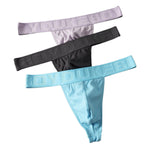 3 Pack Men's Solid Ribbed U-Pouch Breathable & Lifting Thongs