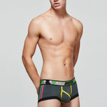 2 Pack Men's Cotton Sport Trunks with U-Pouch & Color-Block Design