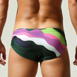 Men's Breathable Fashion Rainbow Stripe Beach Vacation Swim Briefs