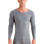 Men's V-neck Fleece Thermal Underwear Set