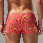 2 Pack Men's Low-Rise Cotton Boxer Shorts with Playful Print