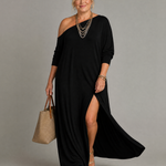 Jenna | One-Shoulder Side-Slit Midi Dress