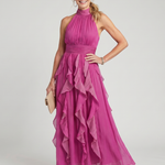 Chloe | High Neck Ruffle Maxi Dress