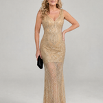 Audrey | Sequin Sheer Panel Midi Dress