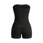 NOXIE™ – Ribbed Side-Slit Tube Top & Shorts Two-Piece Set