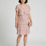 Elizabeth | Poised Dot Line Knee Length Dress