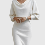 Genesis | White Draped Batwing Midi Dress