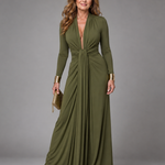 Sienna | Deep-V Long-Sleeve Maxi Dress