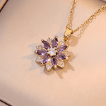 Gemstone Flower Charm Necklace