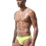 Mens U Convex Pouch Drawstring Solid Swimming Briefs