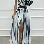 Shiloh - Elegant Striped Maxi Dress with One Shoulder
