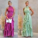 Katrina | Ruffled Halter Maxi Dress