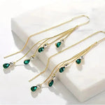 Green Rain Tassel Earrings