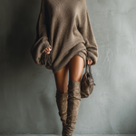 Holly | Brown Vintage Style Knit Mini Dress