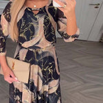 Selene | Printed Waist-Defined Dress