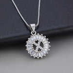 White Gold Initial Letter Zirconia Necklace