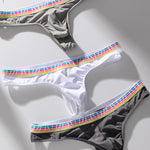 3 Pack Men's Ice Silk Middle-Rise Summer Thongs