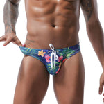 Mens Bulge Pouch Surfing Printed Bohemian Swim Briefs