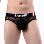 3 Pack Men's Low-Rise Lace Sexy Mesh Briefs And Thongs