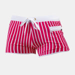 Mens Striped Quick Dry Lining Swim Trunks